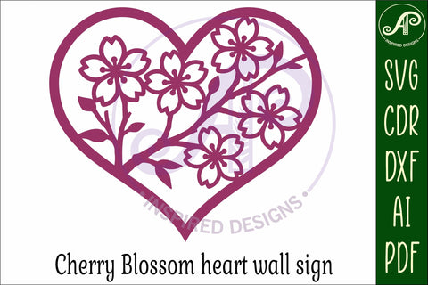 Cherry blossom heart wall sign, SVG file. SVG APInspireddesigns 