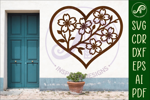 Cherry blossom heart wall sign, SVG file. SVG APInspireddesigns 