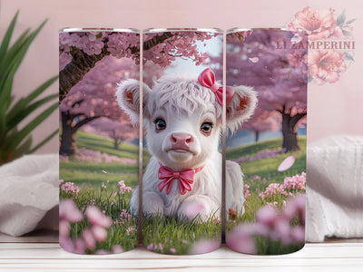 Cherry Blossom Highland Cow Tumbler, Cute Cow Tumbler, Cherry Blossom Cow Wrap, Whimsical Cow Wrap, Floral Cow Wrap, Sublimation Design, Trendy Gift Idea Sublimation Li Zamperini 