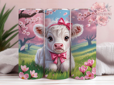 Cherry Blossom Highland Cow Tumbler, Cute Cow Tumbler, Cherry Blossom Cow Wrap, Whimsical Cow Wrap, Floral Cow Wrap, Sublimation Design, Trendy Gift Idea Sublimation Li Zamperini 