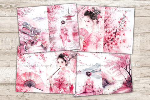 Cherry Blossom Junk Journal Pages | Pink Sakura SVG GlamArtZhanna 