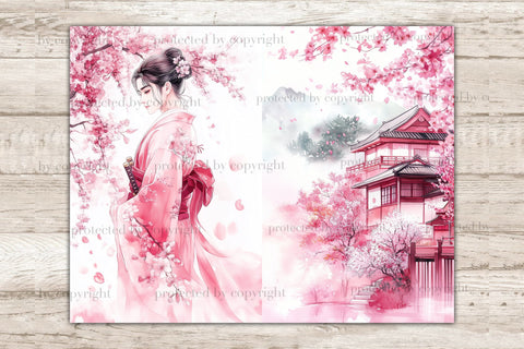 Cherry Blossom Junk Journal Pages | Pink Sakura SVG GlamArtZhanna 