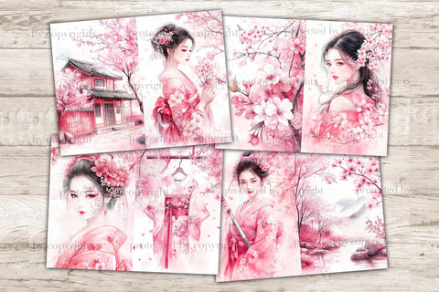 Cherry Blossom Junk Journal Pages | Pink Sakura SVG GlamArtZhanna 