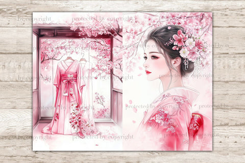 Cherry Blossom Junk Journal Pages | Pink Sakura SVG GlamArtZhanna 