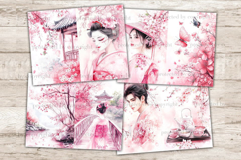 Cherry Blossom Junk Journal Pages | Pink Sakura SVG GlamArtZhanna 