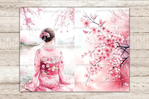 Cherry Blossom Junk Journal Pages | Pink Sakura SVG GlamArtZhanna 