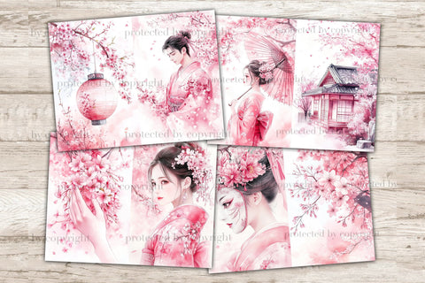 Cherry Blossom Junk Journal Pages | Pink Sakura SVG GlamArtZhanna 