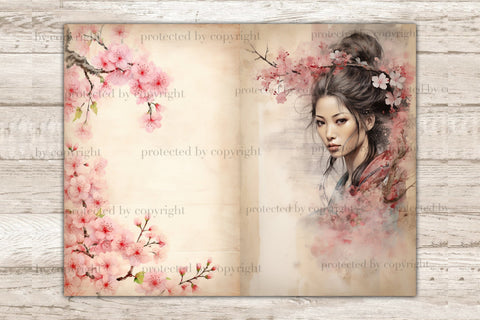 Cherry Blossom Junk Journal Pages | Sakura Picture Collage SVG GlamArtZhanna 