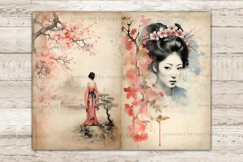 Cherry Blossom Junk Journal Pages | Sakura Picture Collage SVG GlamArtZhanna 