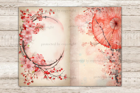 Cherry Blossom Junk Journal Pages | Sakura Picture Collage SVG GlamArtZhanna 