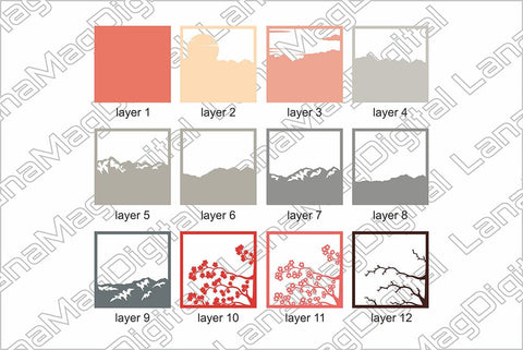 Cherry blossom shadow box Layered sakura svg Spring flower 3D Paper LanaMagDigital 