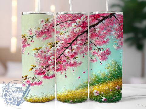 Cherry Blossom Spring Floral 20oz Tumbler, Spring Floral Design, Sublimation Tumbler, 20oz Tumbler, Floral Drinkware, Pink Flower Wrap, Unique Gift Sublimation ToriDesigns 