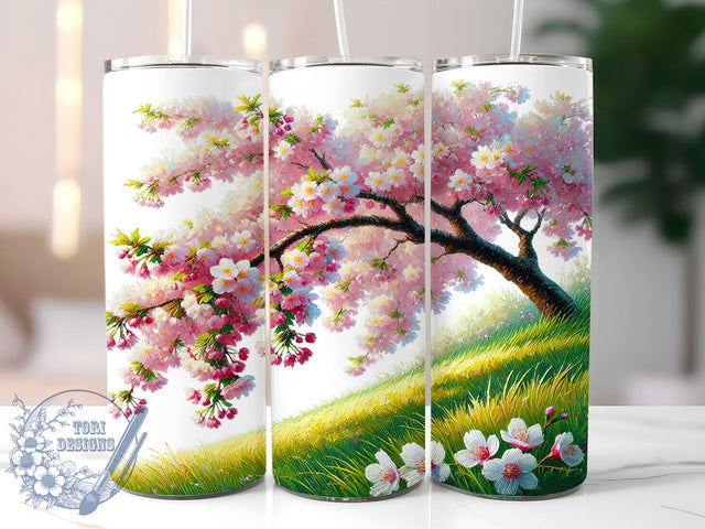 Cherry Blossom Spring Floral 20oz Tumbler, Spring Floral Design, Sublimation Tumbler, 20oz Tumbler, Floral Drinkware, Pink Flower Wrap, Unique Gift Sublimation ToriDesigns 