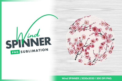 Cherry blossom wind spinner round sublimation template Sublimation Regulrcrative 