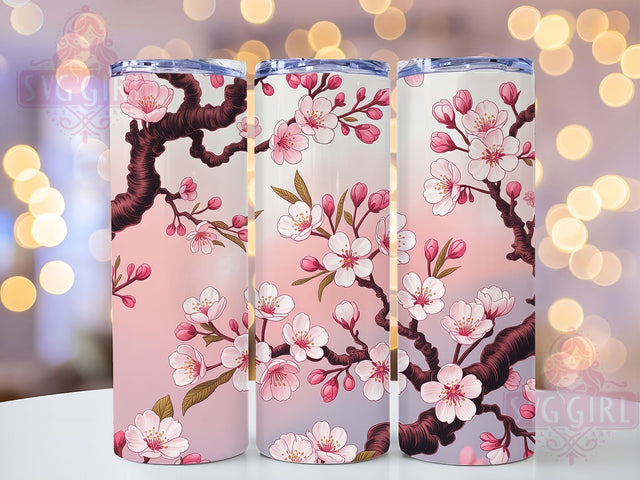 Cherry Blossoms Flowers Tumbler, Sublimation, Sublimation, Ready To Press, Print Out Transfer, 20 oz, Skinny Tumbler Transfer, NOT A DIGITAL Sublimation SvggirlplusArt 