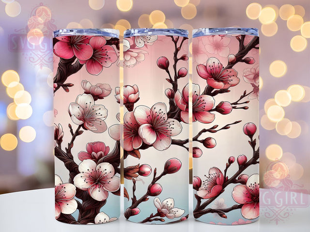 Cherry Blossoms Flowers Tumbler, Sublimation, Sublimation, Ready To Press, Print Out Transfer, 20 oz, Skinny Tumbler Transfer, NOT A DIGITAL Sublimation SvggirlplusArt 