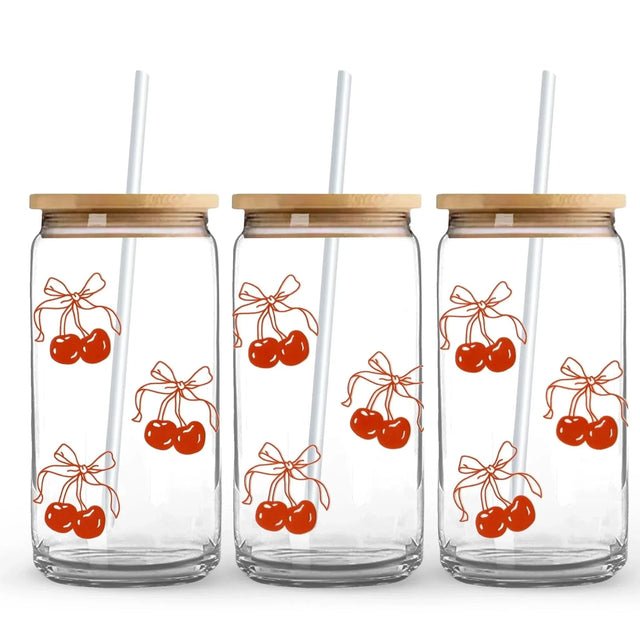 Cherry Bow 9.7" x 4.3" UV DTF Wrap (Cup NOT Included) Physical DIY Craft Warehouse 