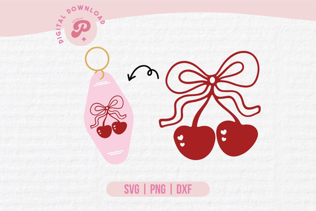Cherry Bow Motel Keychain SVG SVG Totally Posie 
