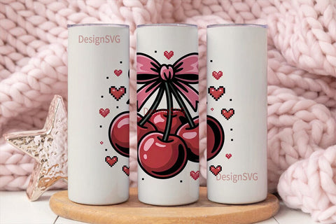 Cherry Bows 20oz Tumbler Wrap Sublimation DesignSVG 