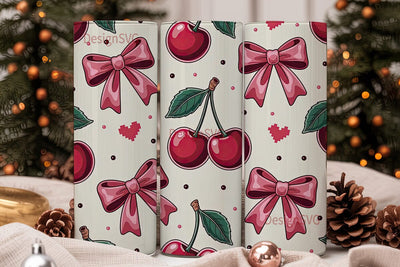 Cherry Bows 20oz Tumbler Wrap Sublimation DesignSVG 
