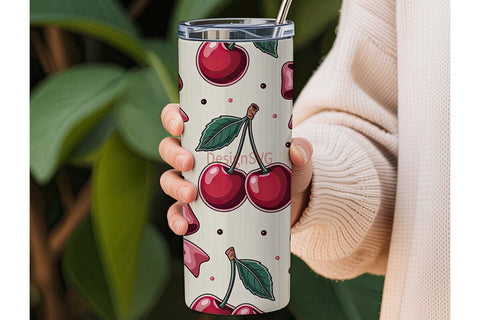 Cherry Bows 20oz Tumbler Wrap Sublimation DesignSVG 