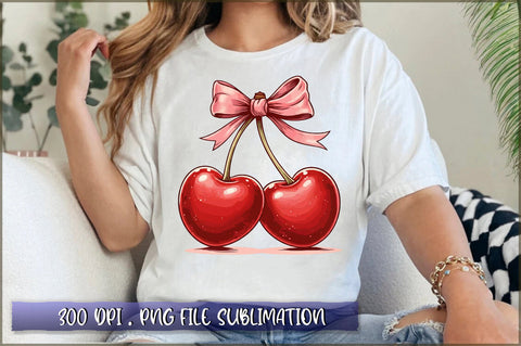 Cherry Coquette Bow Sublimation Clipart Sublimation Shetara Begum 