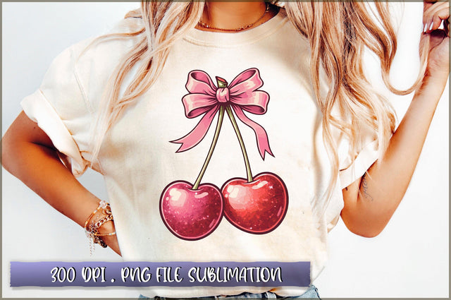 Cherry Coquette Bow Sublimation Clipart Sublimation Shetara Begum 