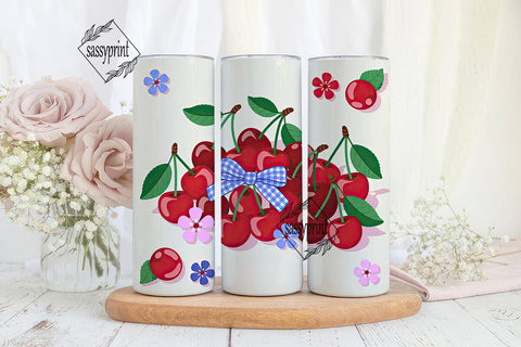 Cherry Gingham Bow 20oz Tumbler Sublimation sassyprint 