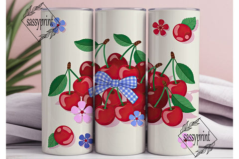 Cherry Gingham Bow 20oz Tumbler Sublimation sassyprint 