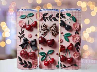 Cherry Leopard Print 20oz Tumbler, Cheetah Print Sublimation, Stylish Cherry Design, 20oz Animal Print Wrap, Fashion Inspired Tumbler, Leopard Cherry PNG, Trendy Cheetah Tumbler Wrap Sublimation SvggirlplusArt 