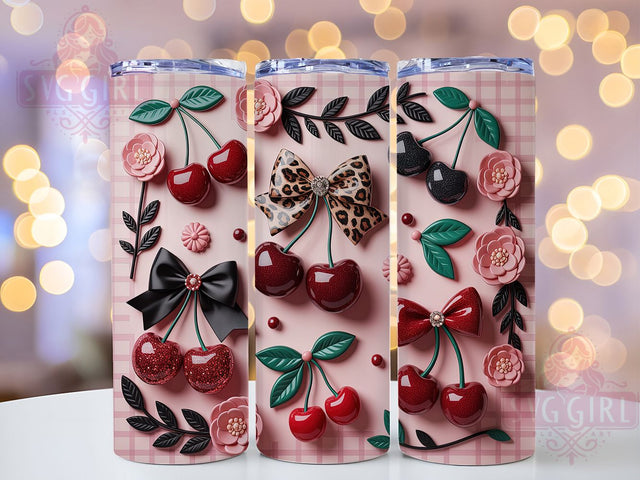 Cherry Leopard Print 20oz Tumbler, Cheetah Print Sublimation, Stylish Cherry Design, 20oz Animal Print Wrap, Fashion Inspired Tumbler, Leopard Cherry PNG, Trendy Cheetah Tumbler Wrap Sublimation SvggirlplusArt 