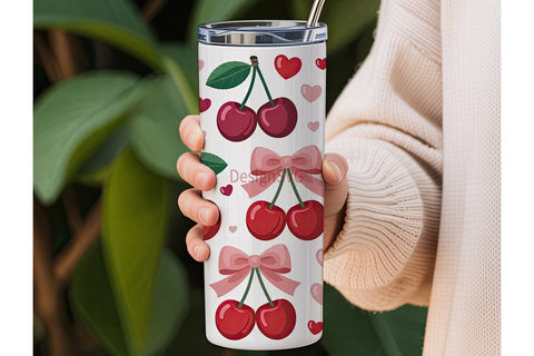 Cherry Love 20oz Tumbler Wrap Sublimation DesignSVG 