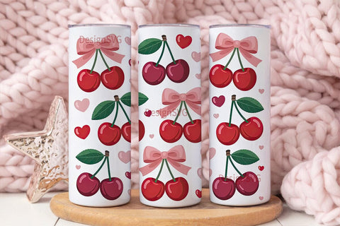 Cherry Love 20oz Tumbler Wrap Sublimation DesignSVG 