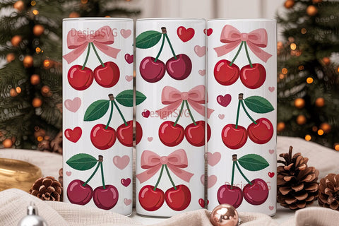 Cherry Love 20oz Tumbler Wrap Sublimation DesignSVG 