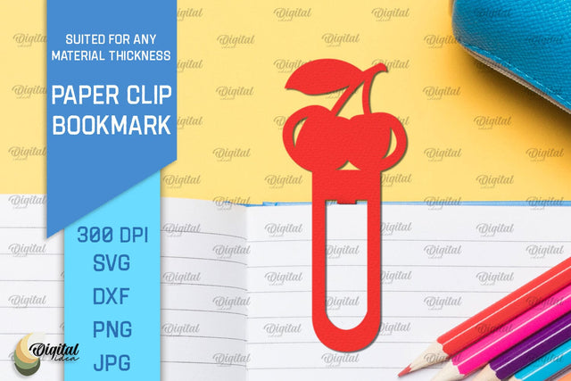 Cherry Paper Clip Bookmark. Bookmark Clip Template SVG 3D Paper Evgenyia Guschina 