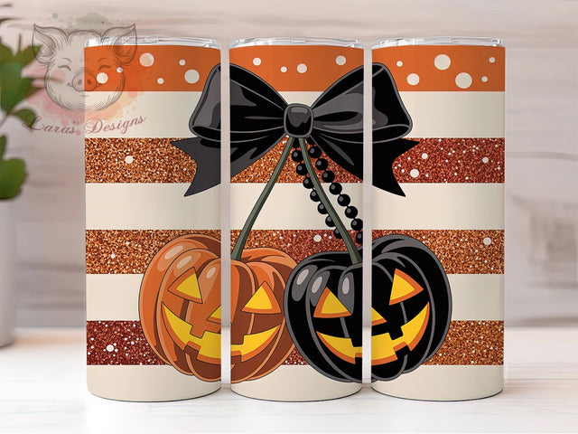 Cherry Pink Halloween Tumbler Wrap, Spooky Cherries Png, 20oz Skinny Tumbler, Trendy Halloween Tumbler, Pumpkin Tumbler Design, Sublimation Design Download, Pink Halloween Tumbler Sublimation Lara' s Designs 