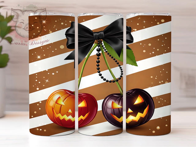 Cherry Pink Halloween Tumbler Wrap, Spooky Cherries Png, 20oz Skinny Tumbler, Trendy Halloween Tumbler, Pumpkin Tumbler Design, Sublimation Design Download, Pink Halloween Tumbler Sublimation Lara' s Designs 