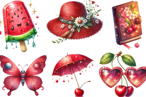 Cherry Red Magical Summer Clipart Sublimation SVGista 