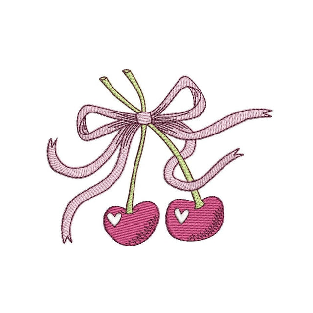 Cherry Ribbon Coquette Bow Embroidery Design, St. Valentine Day Embroidery Design, 3 sizes, Instant Download Embroidery/Applique DESIGNS Nino Nadaraia 