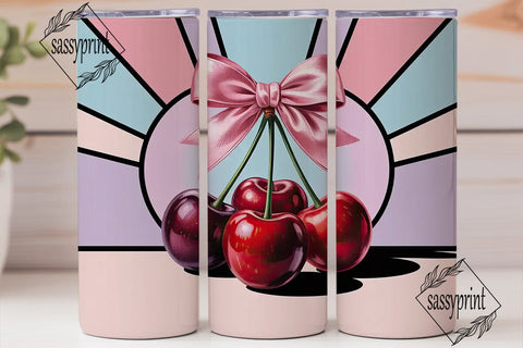 Cherry Stained Glass 20oz Tumbler Wrap Sublimation sassyprint 
