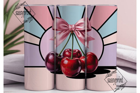Cherry Stained Glass 20oz Tumbler Wrap Sublimation sassyprint 