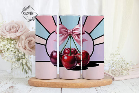 Cherry Stained Glass 20oz Tumbler Wrap Sublimation sassyprint 