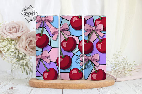 Cherry Stained Glass 20oz Tumbler Wrap Sublimation sassyprint 
