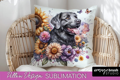 Chesapeake Bay Retriever Pillow Cover - Dog Mom Floral Pillow Sublimation Sublimation OrangeBrushStudio 