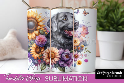 Chesapeake Bay Retriever Tumbler Wrap - Dog Mom Floral Tumbler Sublimation Sublimation OrangeBrushStudio 