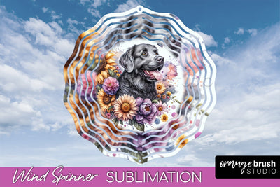 Chesapeake Bay Retriever Wind Spinner, Dog Mom Floral Wind Spinner Sublimation Sublimation OrangeBrushStudio 