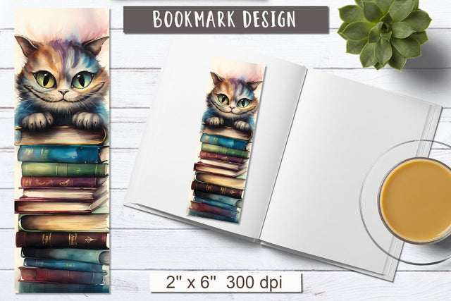 Cheshire cat and books | Alice in wonderland bookmark Sublimation Olga Boat Design 