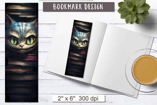 Cheshire cat illutration | Alice in wonderland bookmark Sublimation Olga Boat Design 