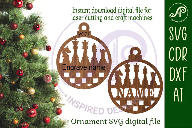 Chess Christmas Ornament SVG laser cut SVG APInspireddesigns 