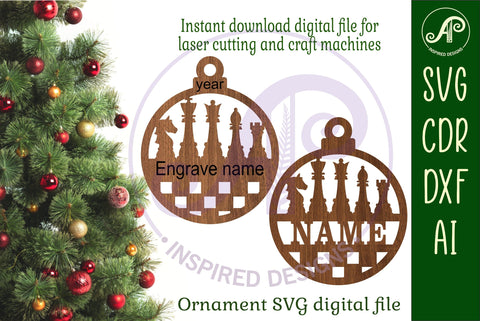 Chess Christmas Ornament SVG laser cut SVG APInspireddesigns 